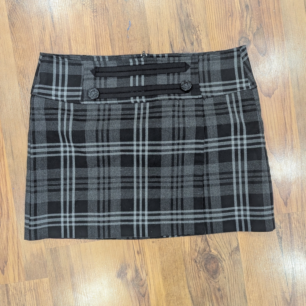 Smart Set Black and Gray Plaid Mini Skirt